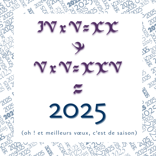 4 *5 = 20, 5*5 = 25 le tout = 2025, Oh ! Et meilleurs vœux c’est de saison