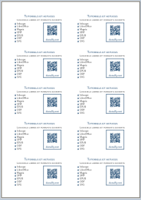 2 colonnes de 5 cartes de visite avec le Qr Code à droite et le texte à gauche.